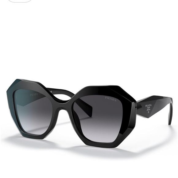 🖤Prada PR 16WS 1AB5D1 Black Plastic Geometric Sunglasses Grey Gradient Lens - Picture 5 of 15
